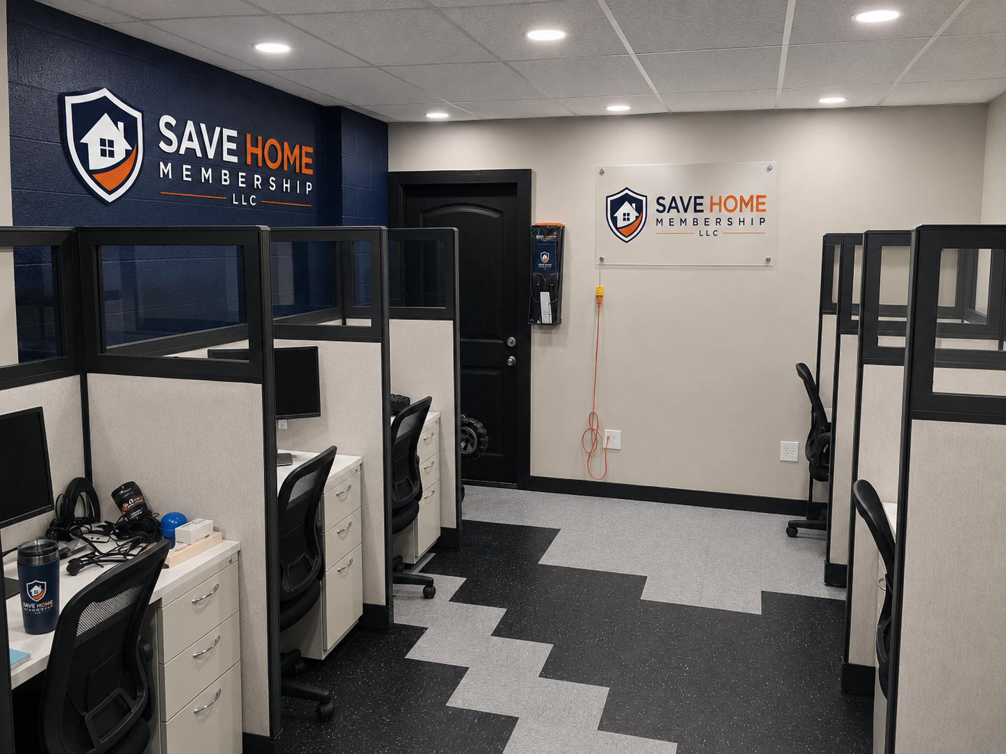 Save Home Membership branded office workstations